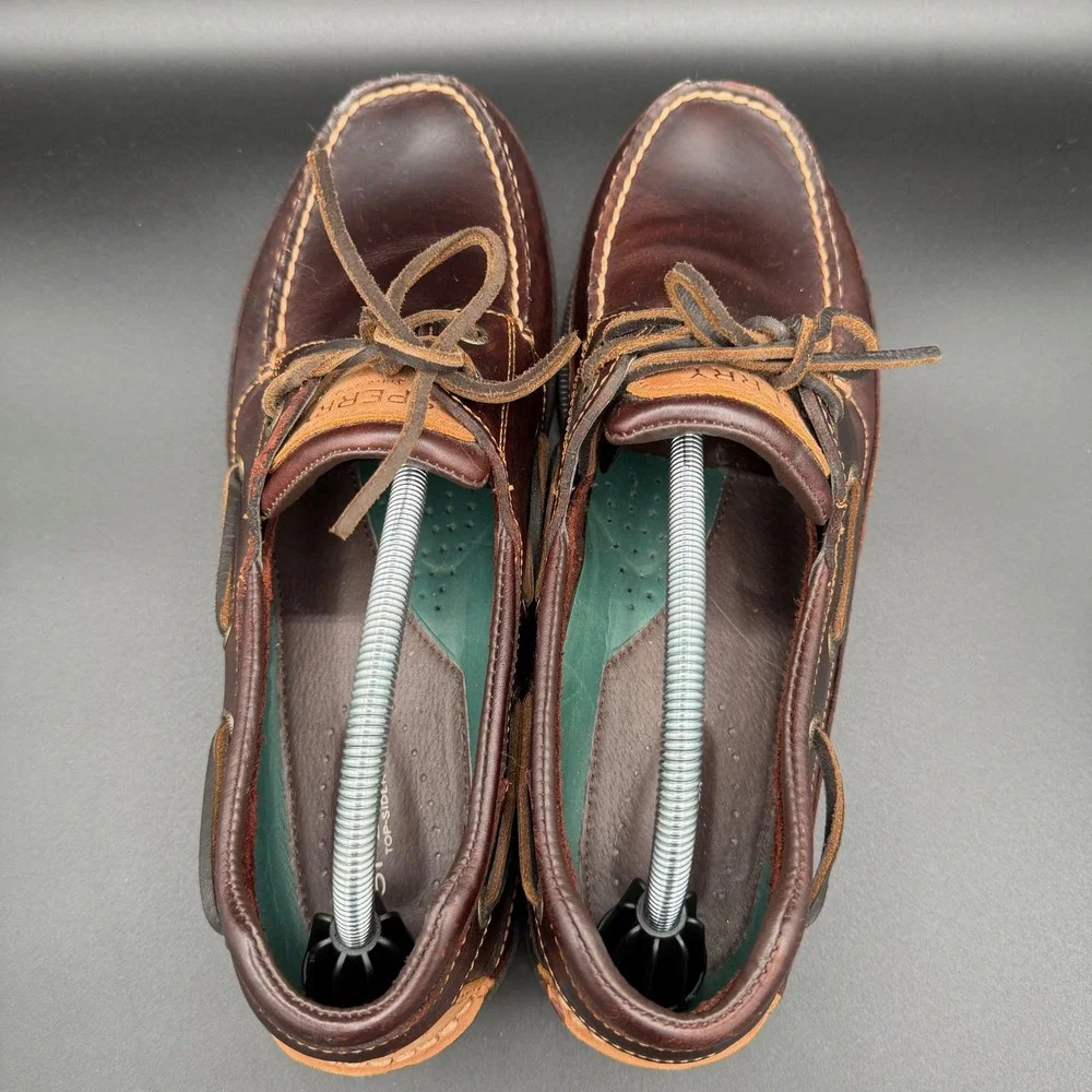 Sperry Mens Mako 2-Eye Canoe Moc Boat Shoes Amaretto Leather 0764027 Size 11